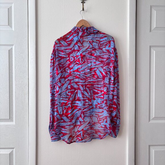 Preen By Thornton Bregazzi Printed Burnout Ruffled Silk Blouse - Picture 6 of 7